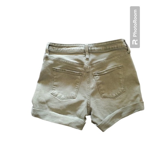 Universal Thread Shorts Womens Sz 2 Green Cuffed Bermuda Denim Stretch - Picture 3 of 3